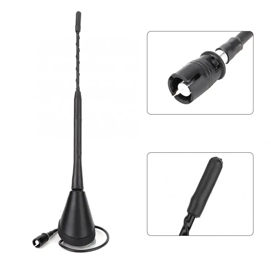 Hot Sell Brand New High Quality Universal 9inch Car Black FM Radio AM Spiral Antenna Aerial Rod Mast with Base Car Accessories