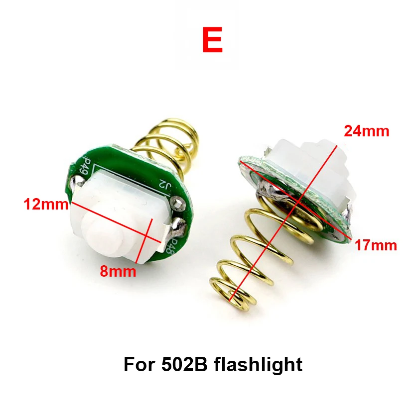 Various LED Flashlight Torch Switch 501B 502B C8 Push Button Click