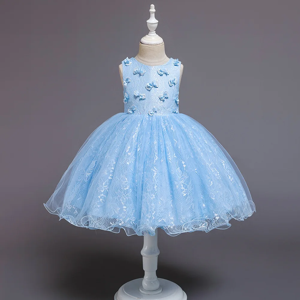Girls Stereo Flower Princess Clothing GIRL'S Lace Dress Children Performance Formal Dress
