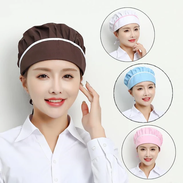 Gorro de trabajo doméstico a prueba de polvo para mujer, gorro de cocina  sólido para hornear, gorro transpirable para restaurante, Chef, camarero,  gorro de cocina, gorro de Taller Médico