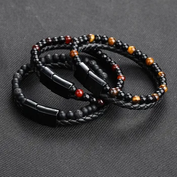 Ikenna Natural Stone Genuine Leather Bracelet