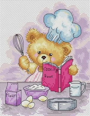 

Вышивка крестиком Мишка шеф-повара Экологичная хлопковая нить вышивка украшение для дома подвесная картина подарок