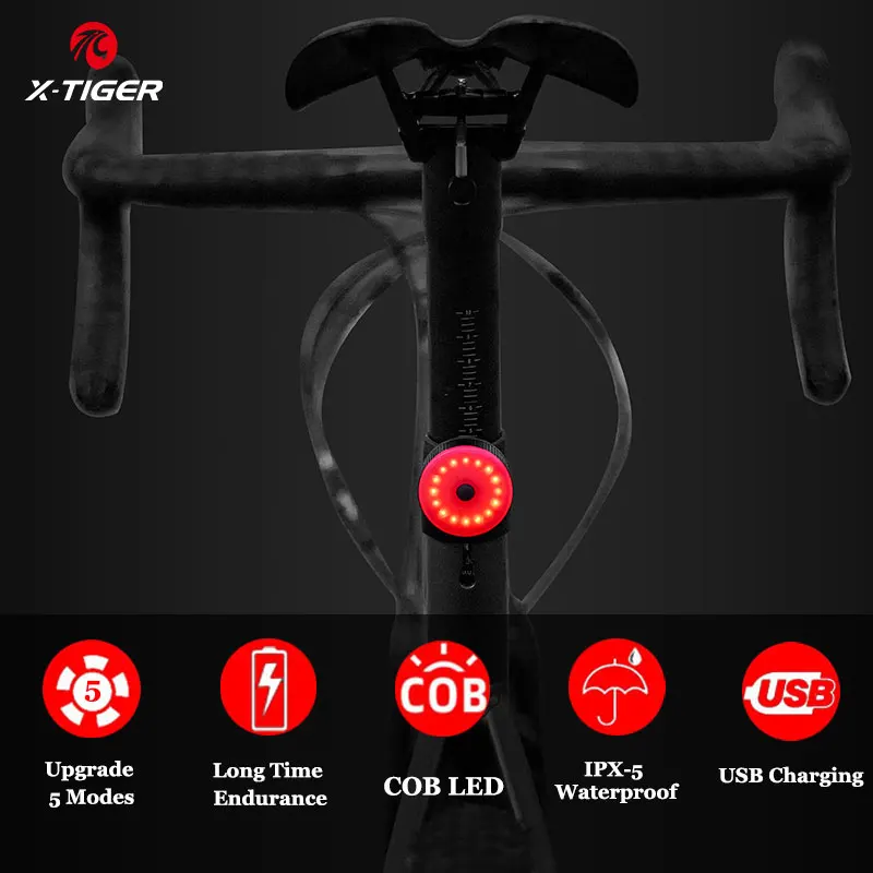 X TIGER велосипедный задний светильник непромокаемый MTB USB Перезаряжаемый