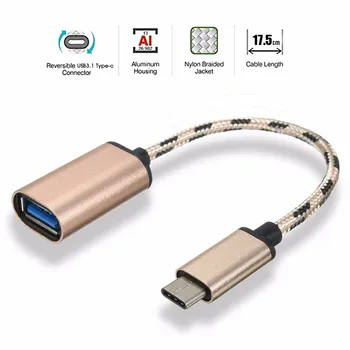 

USB3.1 Type C To USB Adapter Fast Charging Type-C Nylon Braided Sync Data Charger OTG Cable Converter For Phone Laptop 17.5cm