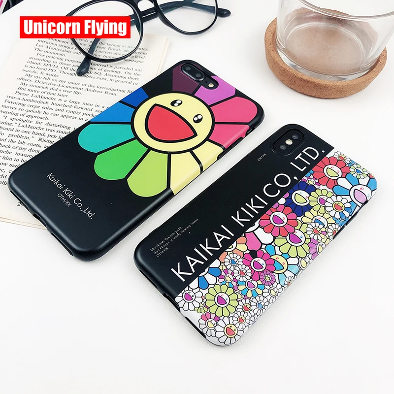 

LinXiang Fashion Brand Cartoon Iridescent Color Sunflower IMD Phone Case Back Cover For iphone 6 6s 7 8 Plus X XS Max XR