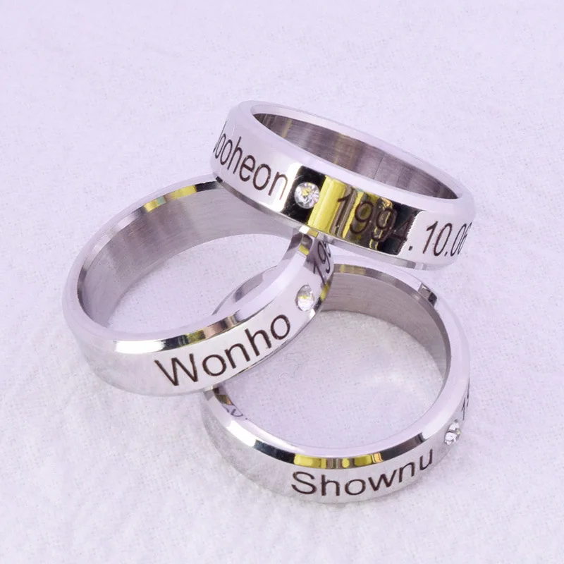 Kpop MONSTA X Name Ring K-Pop Hyung Won Joo Heon Minhyuk Shownu Won Ho Yoo Kihyun I.M Fashion Accessories Rings Fans Collection