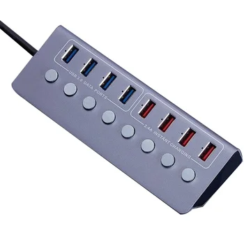 

Aluminum Alloy 8-Port USB3.0 Splitter 4 Port Laptop Extended USB HUB 4 Port Fast Charging Adapter External US Plug