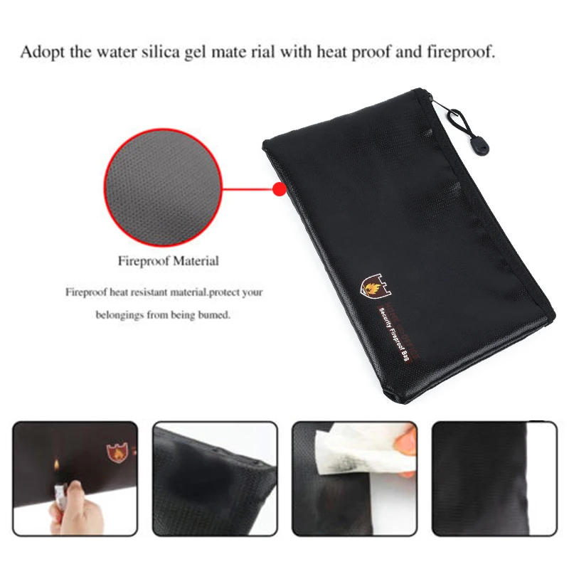 A prueba de fuego impermeable dinero caja de efectivo caja de documento secreto bolsa estuche AU ► Foto 3/4