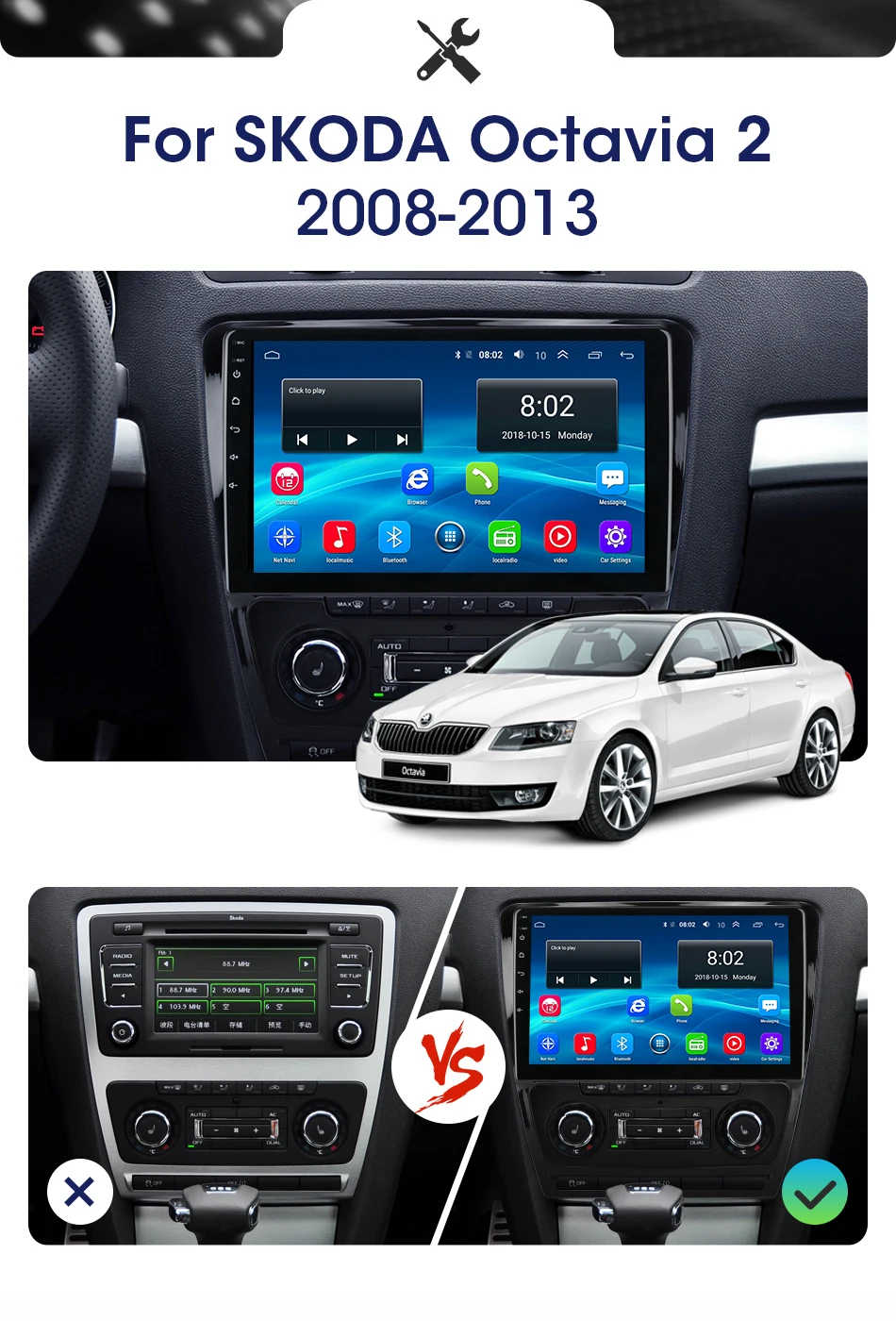 JMCQ " для Skoda Octavia 2 2008-2013 автомобиля Радио RDS 36EQ Android проигрыватель gps Navigaion мультимедиа видеоплееры стерео с рамкой