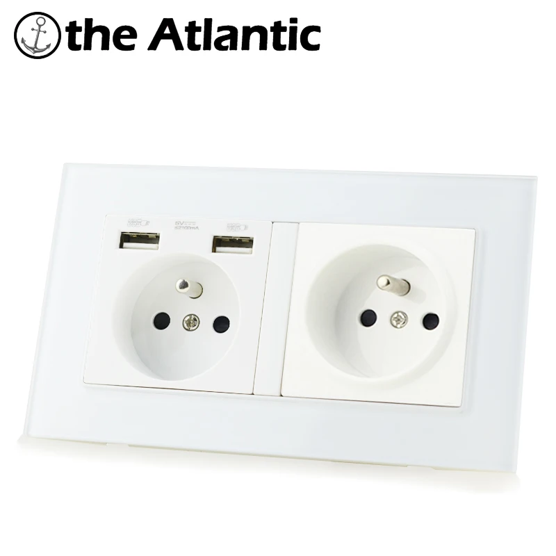 FR Power Socket With Dual Usb Charging Port For 2 Gang Socket Double