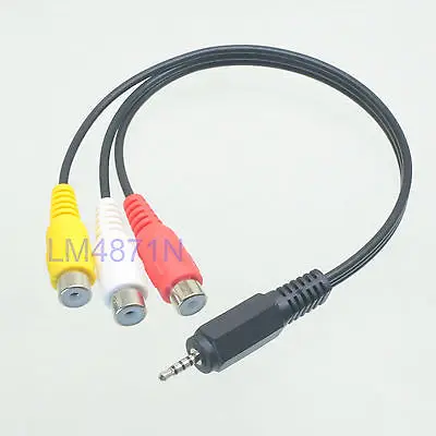DHL/EMS 50 лотов 2,5 мм 1/" AUX штекер в 3 RCA Женский кабель адаптер TRRS стерео аудио 8" AV tv-d2