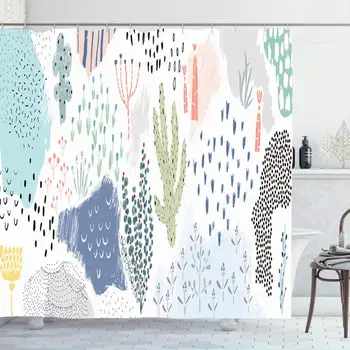 

Shower Curtain Set with Hooks 72x72 Artwork Abstract Creative Universal Artistic Botanical Floral Hand Nature Succulent Blog