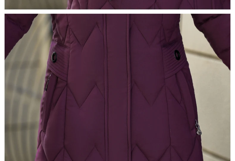 Зимнее хлопковое приталенное длинное пальто для девочек Модная хлопковая куртка с капюшоном и меховым воротником больших размеров