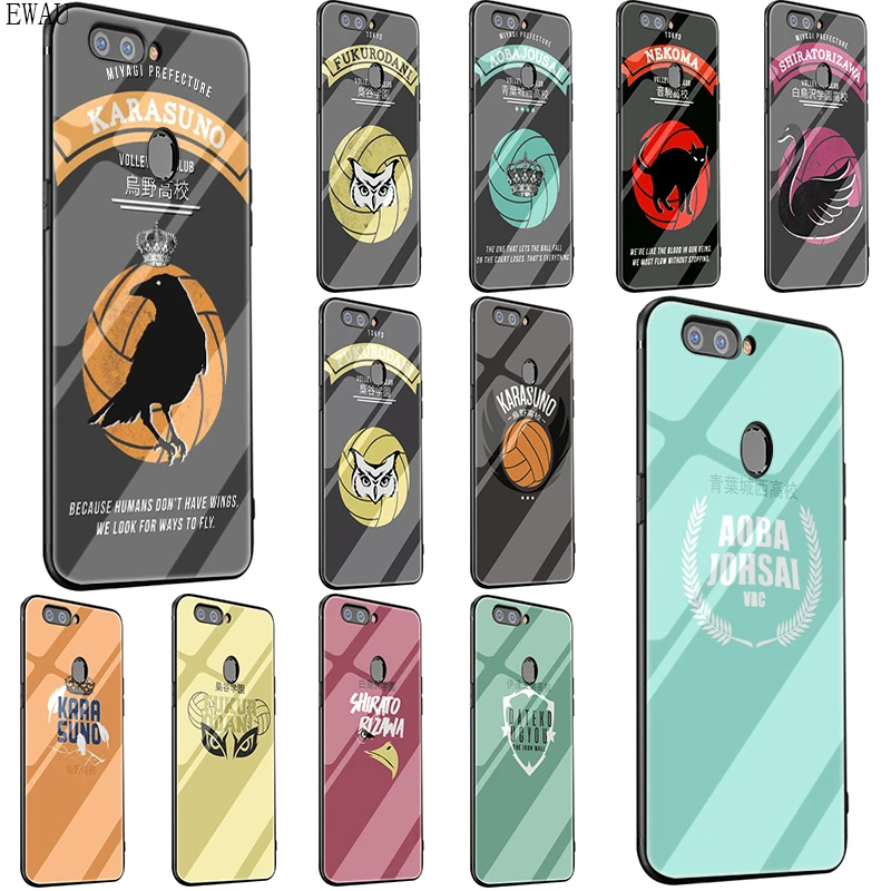 

EWAU HAIKYUU!! Karasuno Nekoma Crest Tempered Glass phone case for OPPO A37 A5 A39 A7 A77 A73 F7 F9 F11 pro