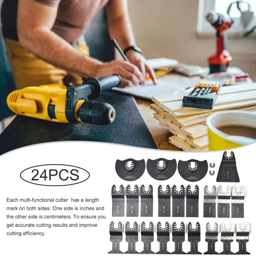 24PCS Oscillating Saw Cutters Universal Multi Tool Quick Release Saw Cutters Kit Cutting Oscillating Tool for Metal Wood Plastic