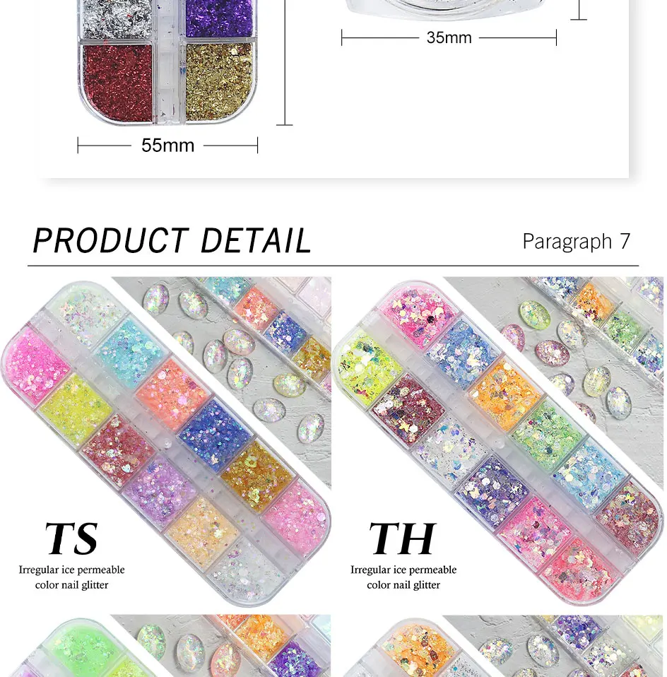 Arte Clavo Spangles Nail Glitter Flakes Sequin 12 vnt in 1 Rose Gold Silver DIY Butterfly panirimo milteliai akriliniams nagams_voghion.com