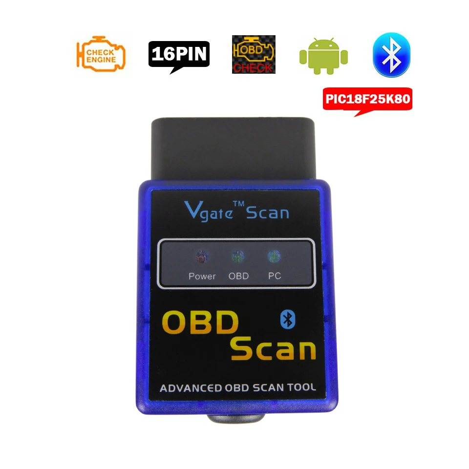 Лучший Vgate OBDII сканер Elm327 Bluetooth V1.5 автомобильный диагностический для Android адаптер
