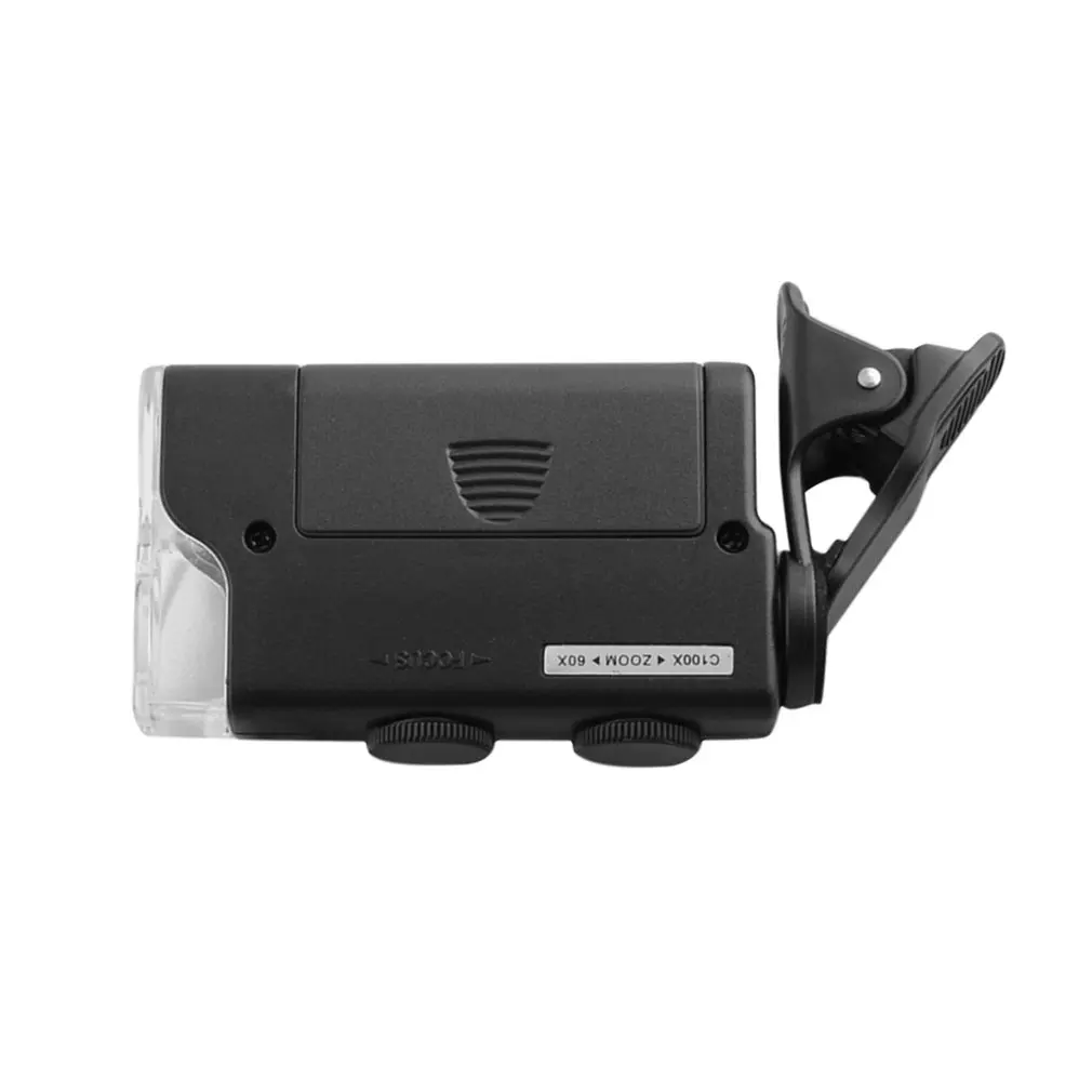 

Professional Zoom 60X To 100X Mobile Phone Microscope Magnifier Optical Lenses Universal Clip Magnifying Checking Cash Light