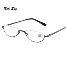 Ультралегкие металлические очки для чтения с полуоправой, унисекс, портативные бизнес очки для пресбиопии с диоптриями+ 1,00+ 1,50+ 2,00+ 2,50+ 3,00