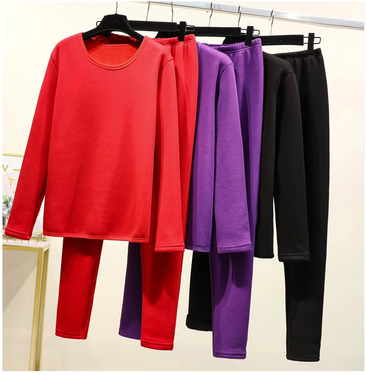 Oladivi Plus Size Winter Velvet Thick Thermal Underwear For Woman Warm Pajamas Set Female Comfortable Long Johns Lady Top Pants