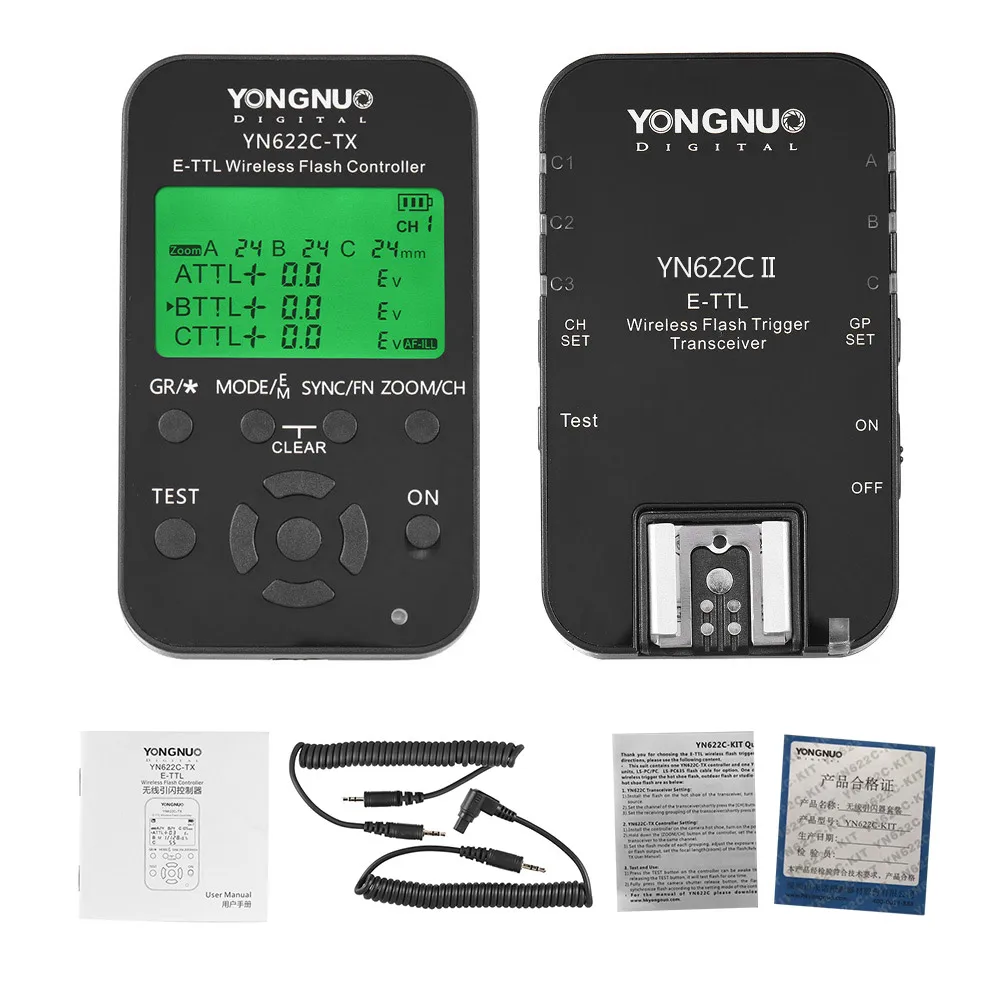 YONGNUO YN622C-KIT триггер беспроводной пульт дистанционного управления триггер для вспышки трансивер с ЖК-дисплеем для камеры Canon EOS DSLR