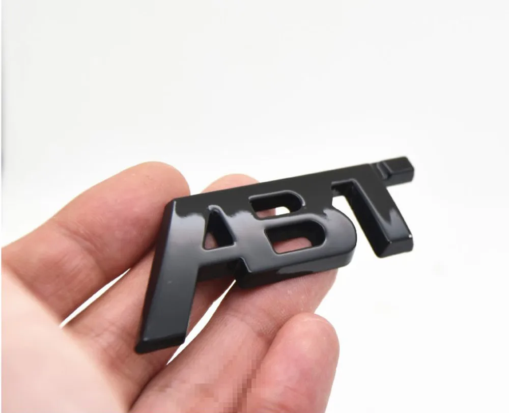 

For Audi VW Volkswagen ABT 3D Sticker Chrome Silver Glossy Black ABT 3D Adhesive Rear Side Body Car Badge Emblem Stickers Logo