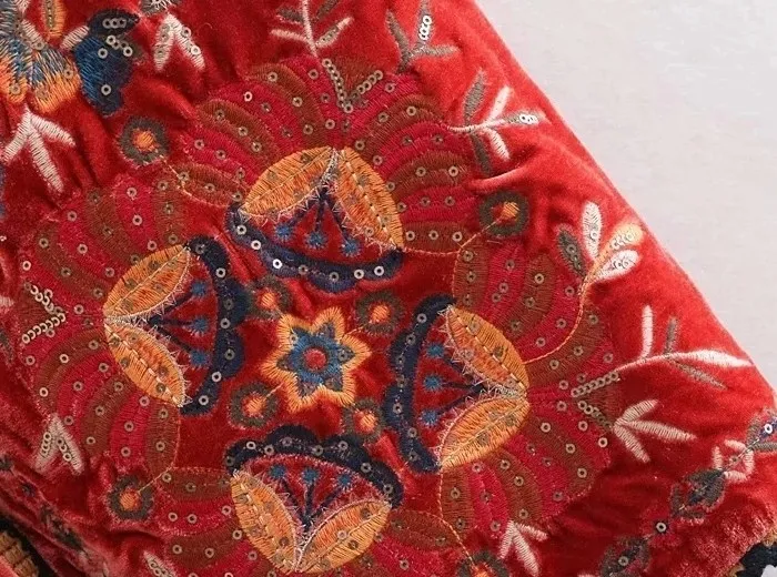 Женская куртка без рукавов с вышивкой, Повседневная бархатная куртка с круглым вырезом, модная куртка с цветочным принтом