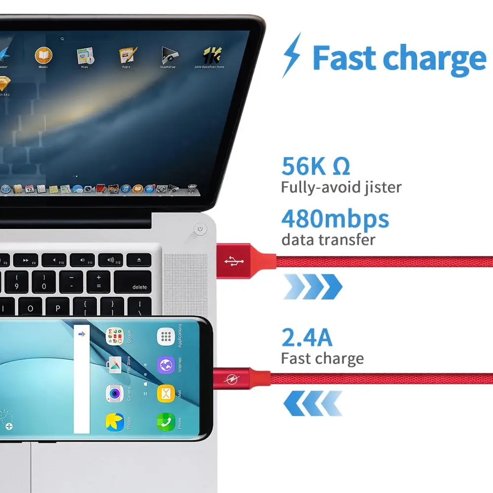 50 шт. кабель Micro USB для зарядного устройства [сертифицирован Apple MFi] 1 м (3 3 фута)