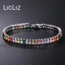 LicLiz Новая мода 6 цветов теннисные браслеты для женщин цветные красочные циркониевые Кристальные белые золотые цветные коробки цепи ювелирные изделия LUB0181k