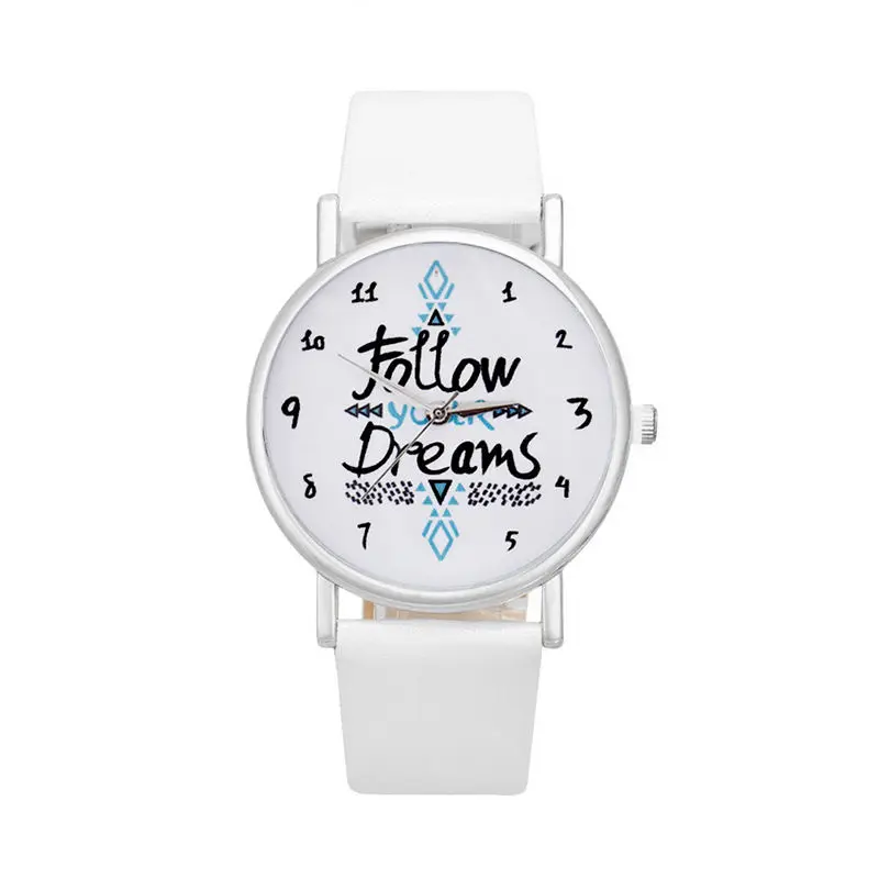 

PESIRM Men's Watches Best Sellers Follow Dreams Letter Pattern Clock