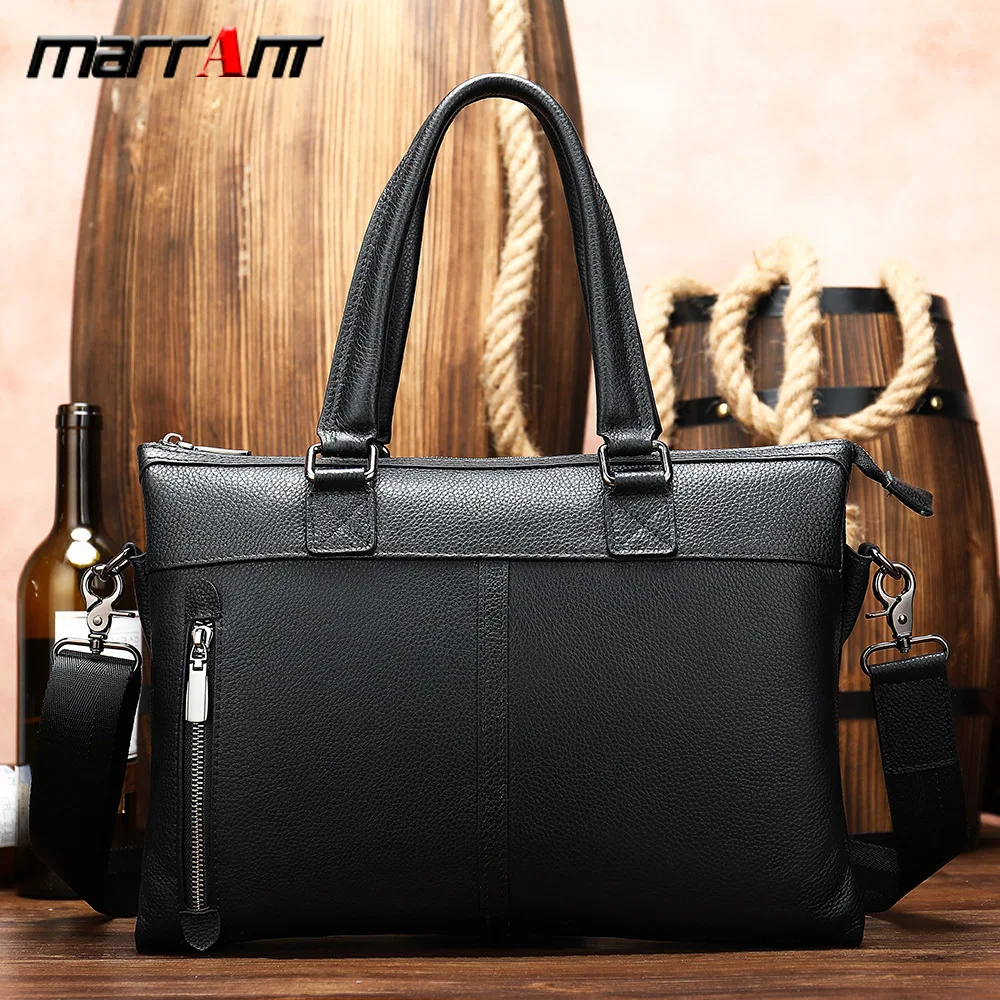 

Autumn Simple Business Men Hand Genuine Big Capacity Soft Leather Office Bag 8025