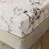 Bonenjoy 3 pcs Fitted Bed Sheet Marble Black and White Color Printed Queen Size Bed Sheets and Pillowcase drap housse 180x200 ► Photo 3/6