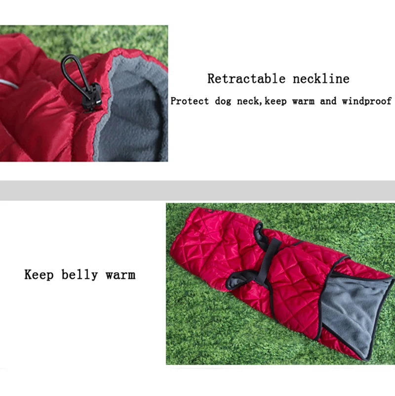 Dog Outdoor Jacket Waterproof Dog Clothes Vest Winter Warm Cotton Dogs Clothing for Large Middle Dogs  Labrador red black