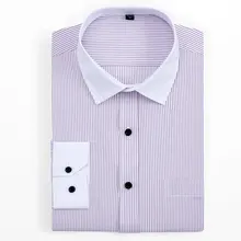 Мужская рубашка в полоску размера плюс 6XL, модная, белая, с воротником, Стандартная посадка, новая, деловая, с длинным рукавом, официальная, мужская, умная, Повседневная рубашка