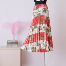 Ранняя осень Новая женская леопардовая Печать Высокая талия детская юбка органная модная плиссированная юбка