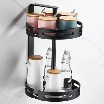 

2 Tier Spice Rack Turntable Cabinet Organizer Rotating Spice Rack Storage Container Medicine Storage Holder For Kitchen Home