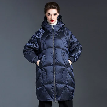 

LANMREM all-match warm zipper blue winter coat casual loose thickened hooded large size cotton padded clothes high quality 2A982