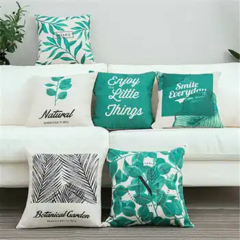 

Classic Plant Green Leaf Pattern Pillow Case Cotton Linen Pillowcase For Home Office Printed Textile Throw Covers Case