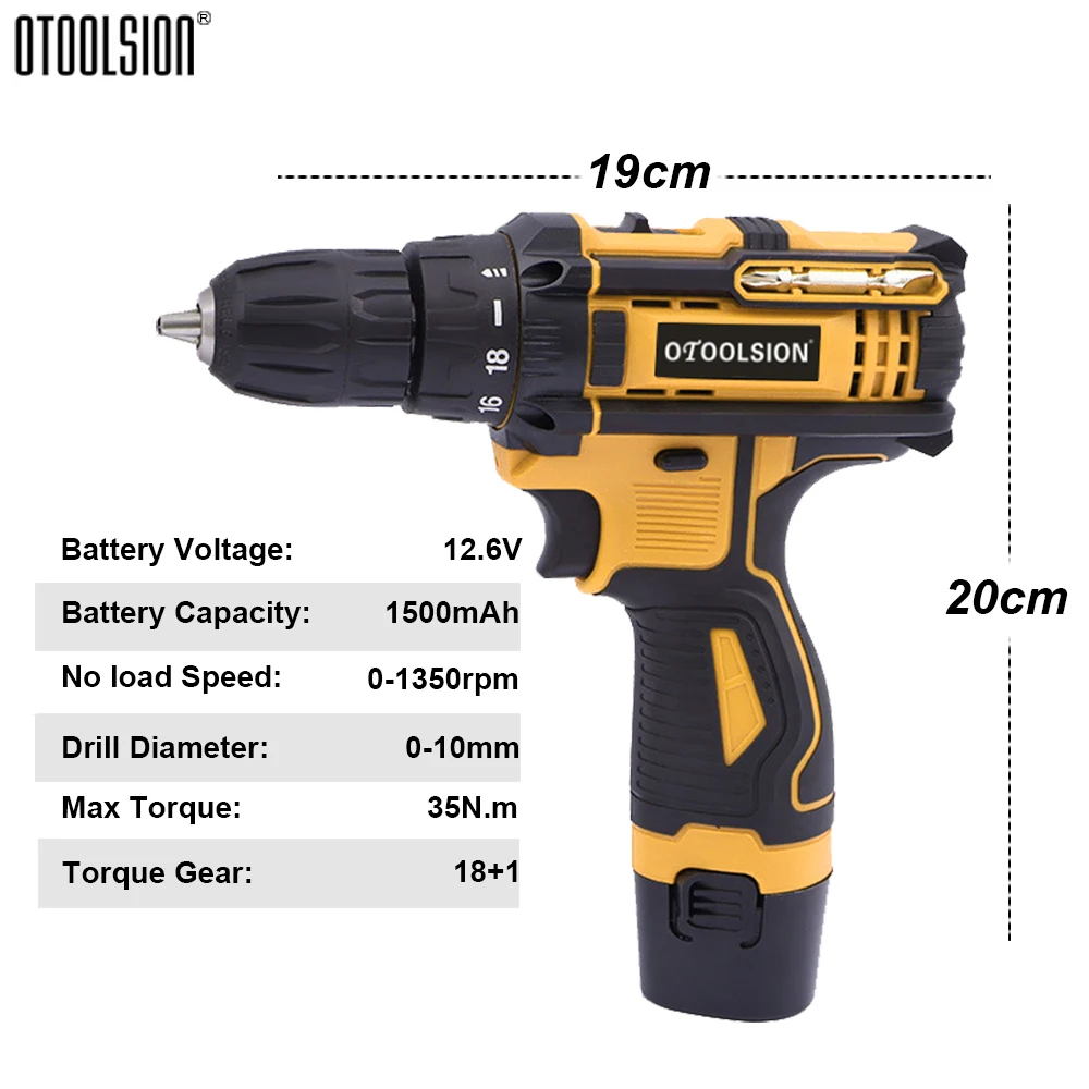 12V 16.8V 21V Screwdriver Drill Variable Speed Cordless Drill Battery Tools Cordless Rechargeable Screwdriver Drill Wireless