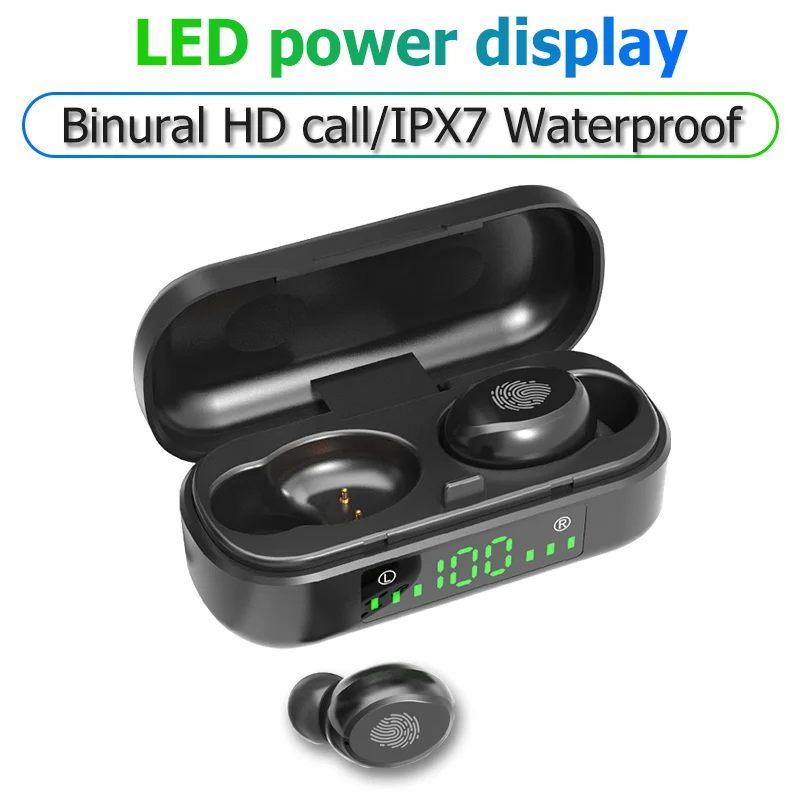 V8 TWS Wireless Headset Bluetooth 5.0 wireless Headphones LED Display Earphones IPX7 Waterproof Noise cancelation headphones | Электроника