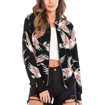 

Fashion Retro Floral Print Women Short Spring Autumn Jacket O-Neck Long Sleeve Slim Women Jacket Zipper Jacket Plus Size S-XL