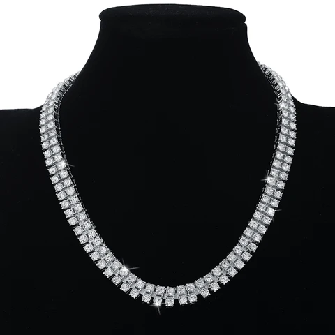 1 Row Shiny Tennis Chain Necklace Men Hip Hop Iced Out Bling CZ Necklace Jewelry Gold Silver Color Charm Gift 2021