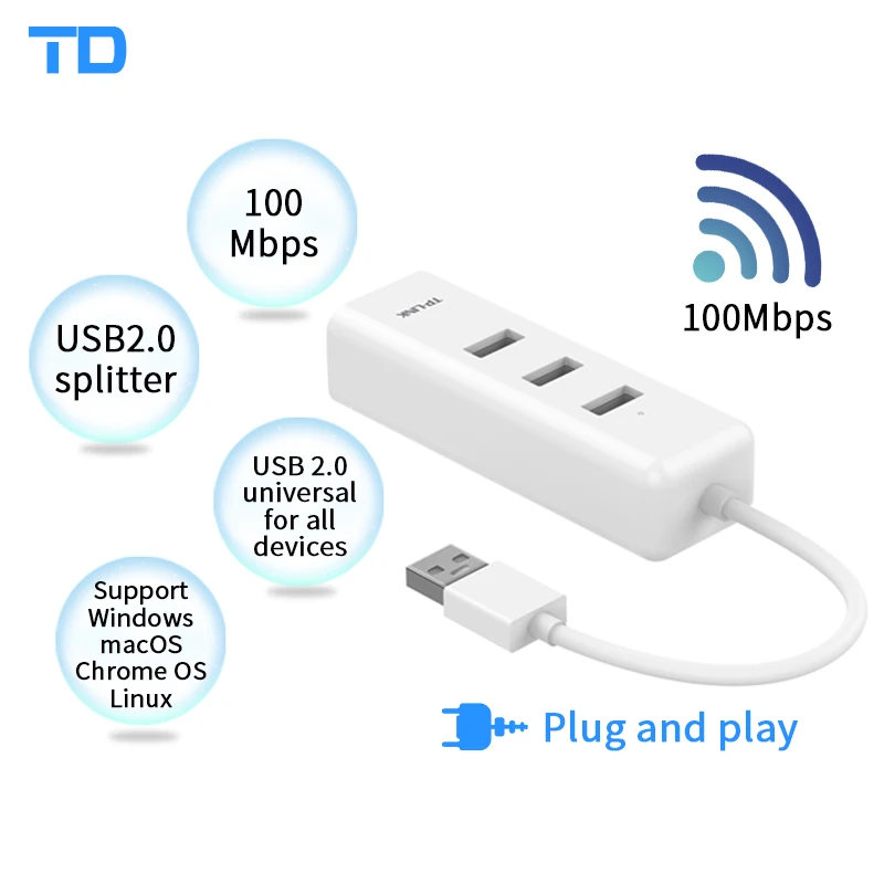 TP-LINK внешний адаптер USB 2 0 для проводной Ethernet сетевой карты 10/100M RJ45 Lan Windows/MAC/Linux |