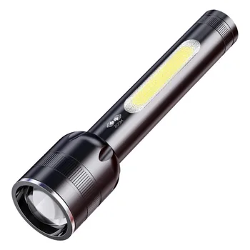 

XANES XHP50 500LM 300m Zoomable Flashlight with 300LM COB Side Light Phone Powered Bank Torch Core USB Rechargeable Lantern Lamp