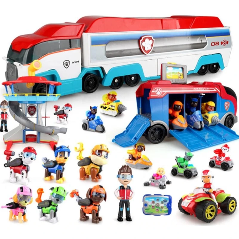 Все paw patrol автобус смотровая башня с музыкальными фигурками patrulla canina paw patrol игрушки для детей рождественские подарки