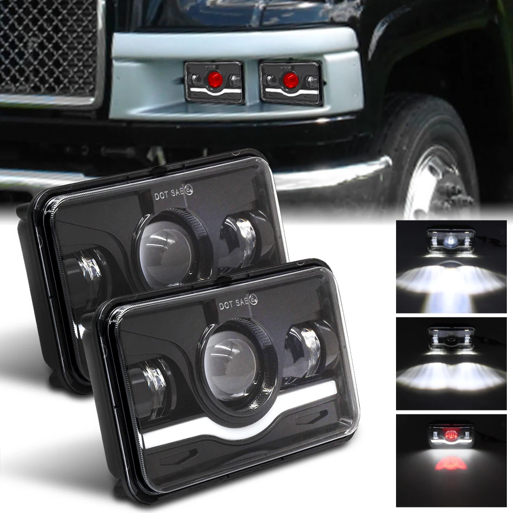1 Pcs New 4x6 Car LED Headlights Rectangular Hi/Lo BeamWaterproof For Chevy C10 C20 C30 Camaro EI C5500 Kodiak High Quality | Автомобили и