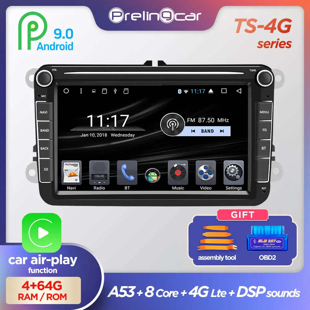 Android 9.0 4G Multimedia player 2 Din Car DVD For VW/Volkswagen/Golf/Polo/Tiguan/Passat/b7/b6/SEAT/leon/Skoda/Octavia Radio GPS |