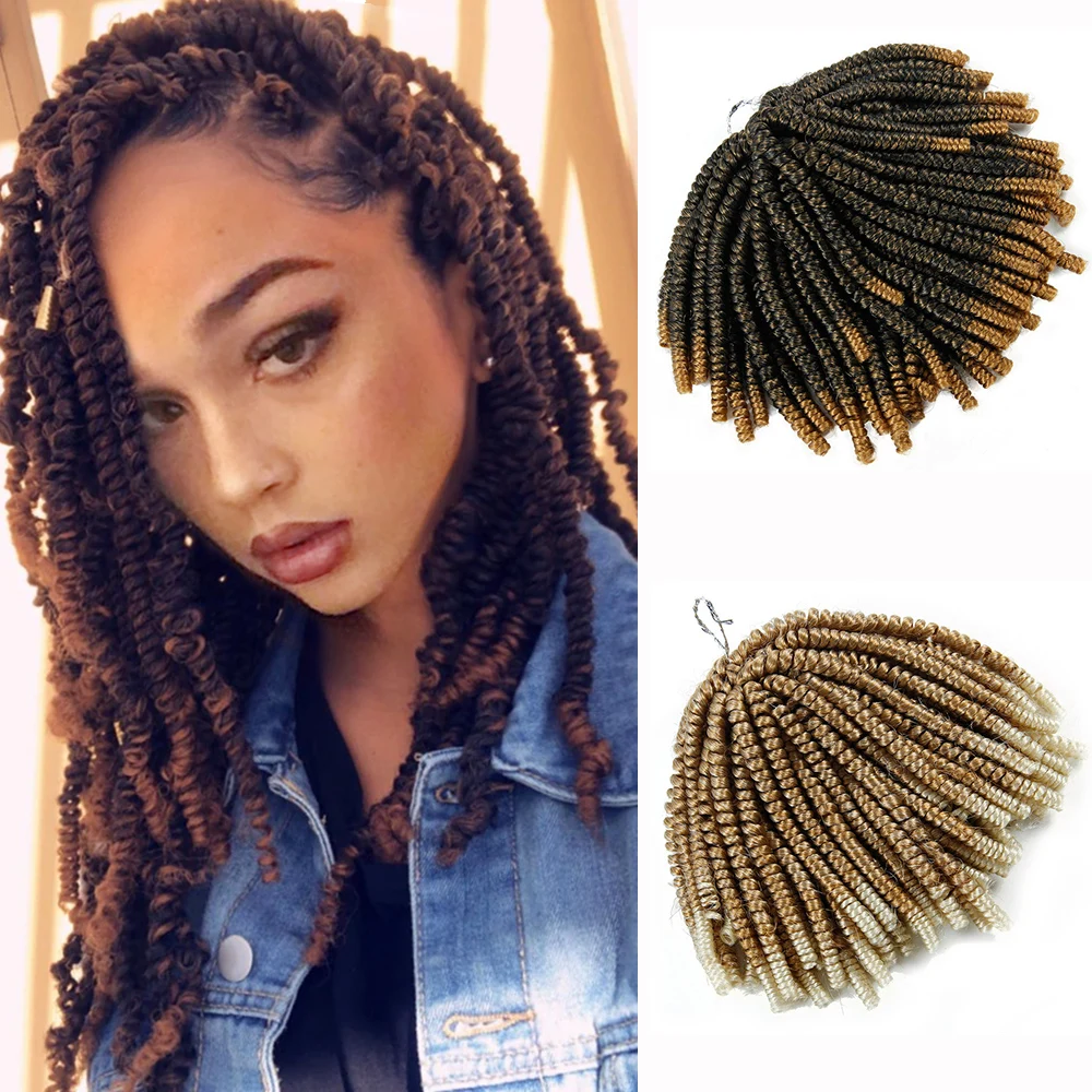 

60 Strands Spring Twist Hair Extensions Black 613 Ombre Crochet Braids Synthetic Braiding Hair Nubian Twist Bounce Curl
