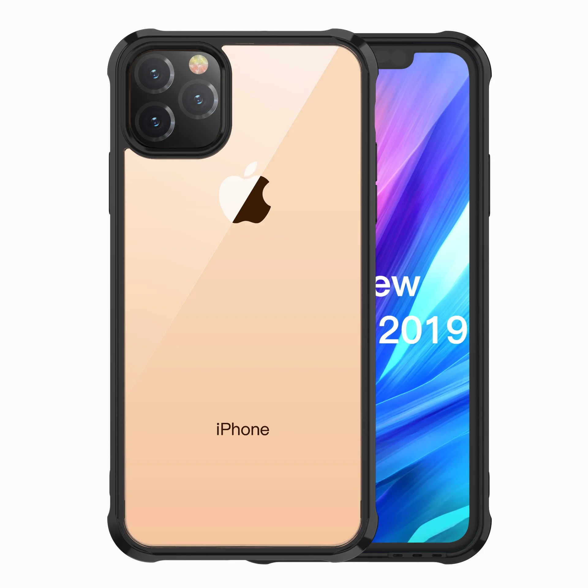Чехол для Apple iPhone 11 Max Pro 6,5 XI Coque для Max XR Xs противоударный прозрачный защитный мягкий термополиуретан+ Жесткий Поликарбонат Роскошный чехол - Цвет: Black