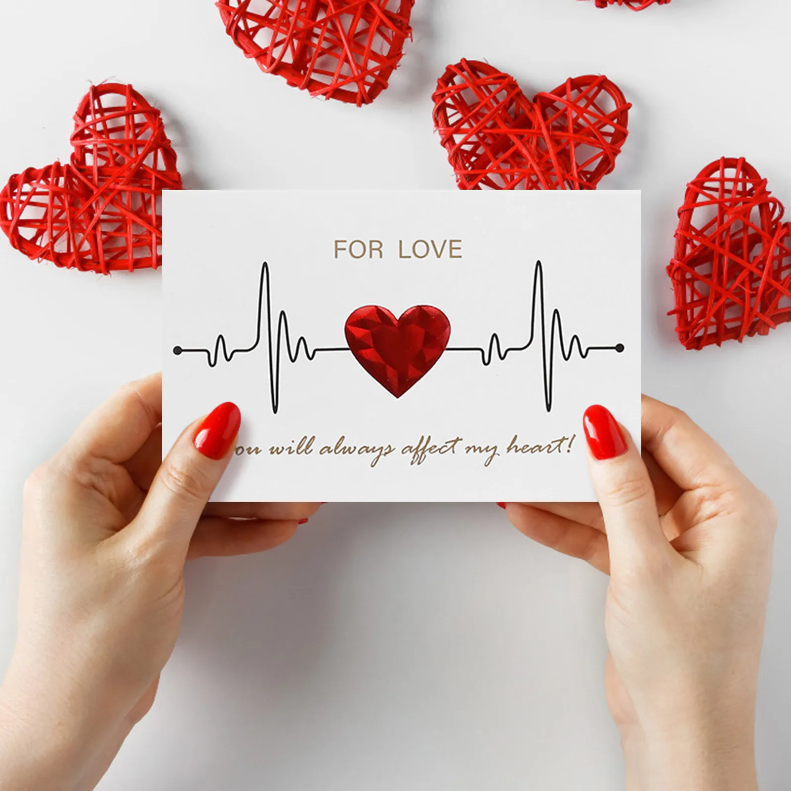 Personalised Handmade Heart Wedding RSVP cards with free return envelopes 